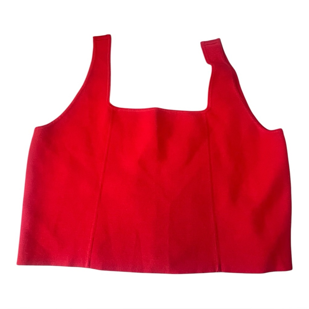 House of Harlow 1960 Red Square-Neck Crop Top Sz M NWT Minimalist Modern Fit